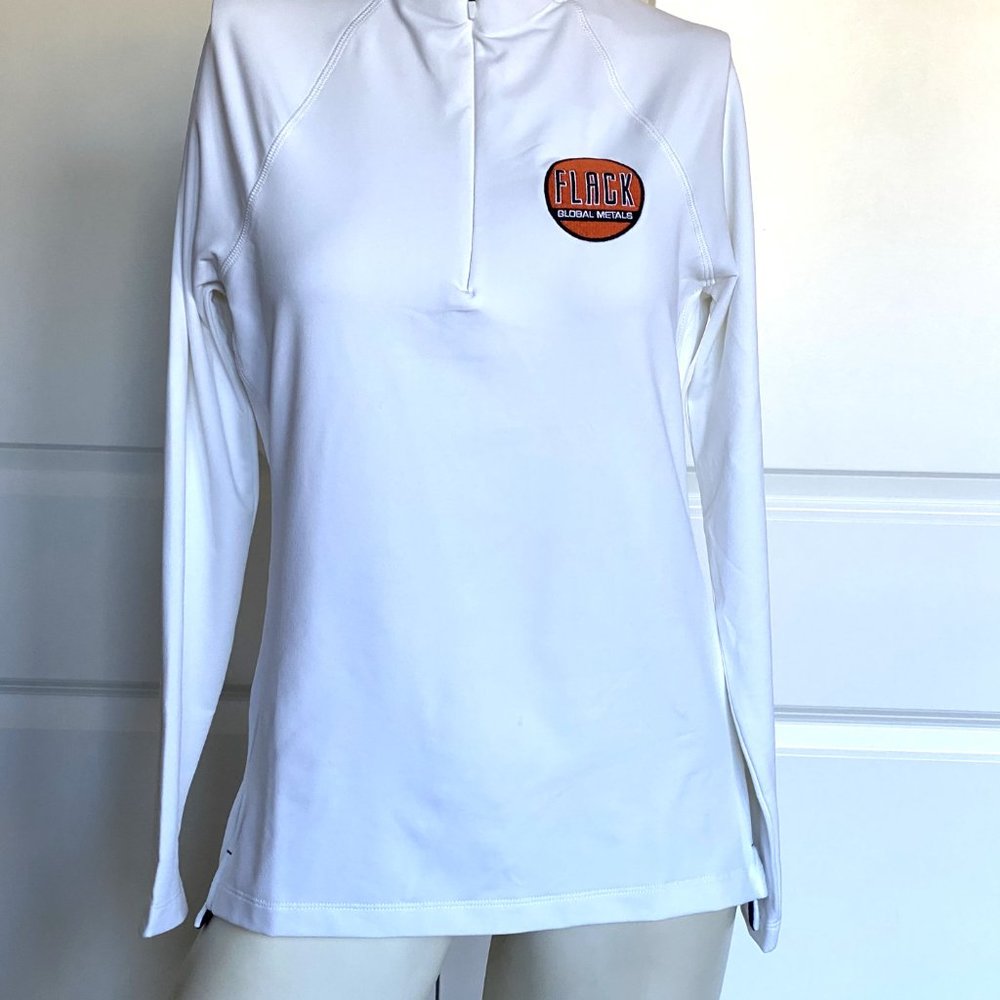 NEW PETER MILLAR 'FLACK GLOBAL METALS' EMBROIDERED LONG SLEEVE TOP SIZE: M